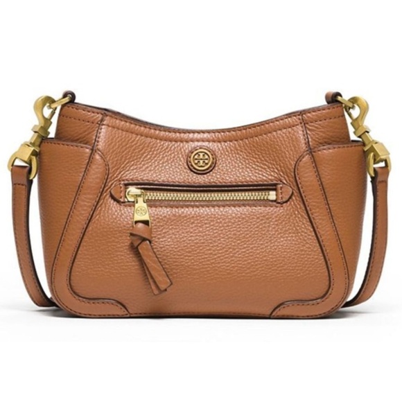 Tory Burch Handbags - Tory Burch Frances mini crossbody pebbled leather bag cognac tan w/ gold